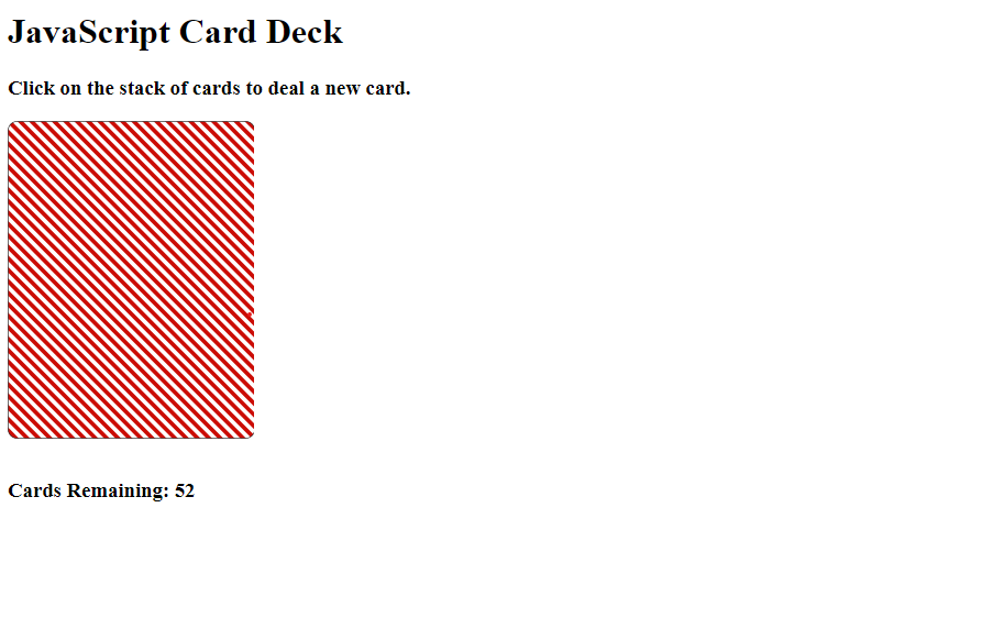 Initial, unstyled card deck